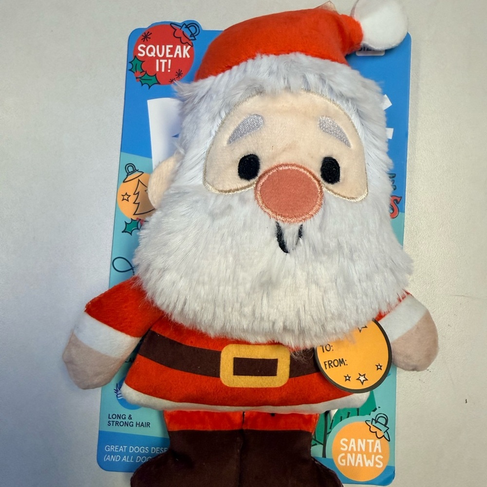 Bark Plush Santa Gnaws Squeak Dog Toy